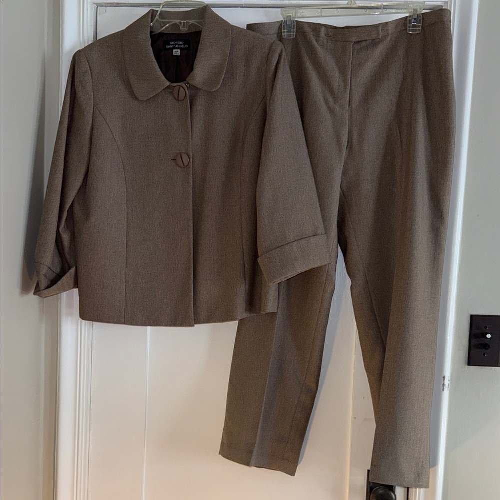 Elegant Brown Pantsuit for Women may be vintage.